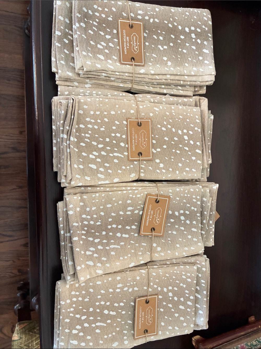Mud Pie Beige and White Spotted Cotton Napkins